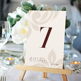 Klassisk Elegant Damask Chic Elfenben Röd Nummer Tack Kort