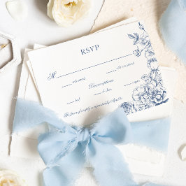 Klassisk Elegant Dammblå Blommig Bröllop OSA Kort