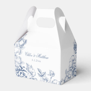 Klassisk Elegant Dammig Blå Blommig Bröllop Presentaskar