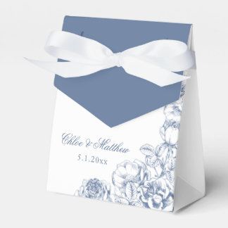 Klassisk Elegant Dammig Blå Blommig Bröllop Presentaskar