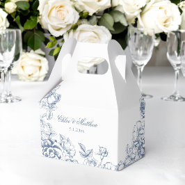 Klassisk Elegant Dammig Blå Blommig Bröllop Presentaskar