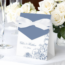 Klassisk Elegant Dammig Blå Blommig Bröllop Presentaskar