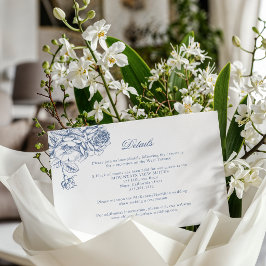Klassisk Elegant Dammig Blå Blommig Bröllop Tilläggskort