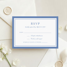 Klassisk Elegant Dammig Blå Ram Bröllop RSVP