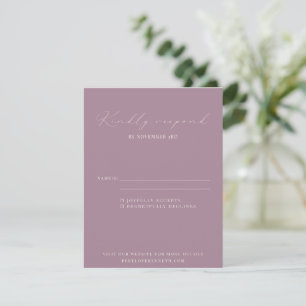 Klassisk Elegant Dusty Lila Script Bröllop OSA Kort