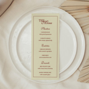 Klassisk Elegant Elfenbensfärgad Monogram Bröllop Meny