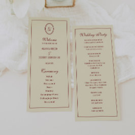 Klassisk Elegant Elfenbensvit Bröllopsceremoni Program