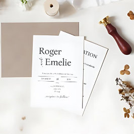 Klassisk Elegant enkel Bröllop Inbjudningar