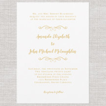 Klassisk Elegant enkel Formal Guld White Bröllop