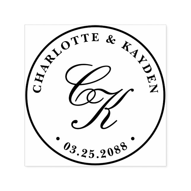 Klassisk Elegant Entwine-skript Bröllop Monogram Självfärgande Stämpel (Design)