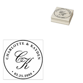 Klassisk Elegant Entwine-skript Bröllop Monogram Stämpel
