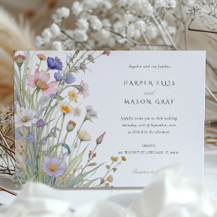 Klassisk Elegant för Wildblommor Pastel Wedding In Inbjudningar