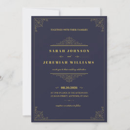 Klassisk Elegant Formell marinblå och guld vintage Kort