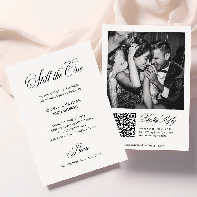 Klassisk Elegant Förnyelse av Vigsel | Foto QR-kod Inbjudningar (Skapare uppladdad)