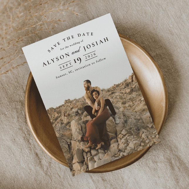 Klassisk Elegant Foto Bröllop Save The Date Magnetisk Inbjudningskort (Skapare uppladdad)