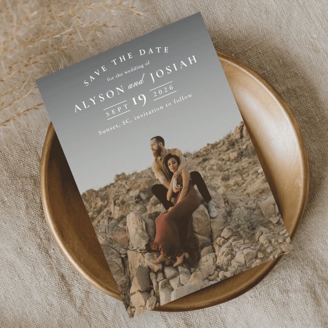 Klassisk Elegant Foto Bröllop Spara Datum Magnetisk Inbjudningskort (Skapare uppladdad)