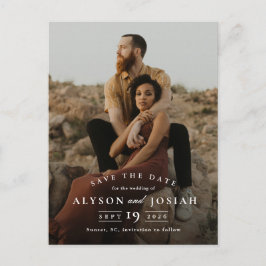 Klassisk Elegant Foto Bröllop Spara Datum Meddelande Vykort