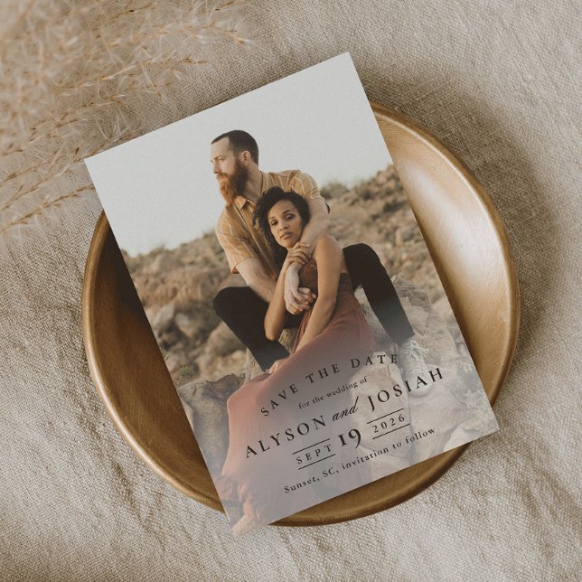 Klassisk Elegant Foto Bröllop Spara Datumet (Skapare uppladdad)