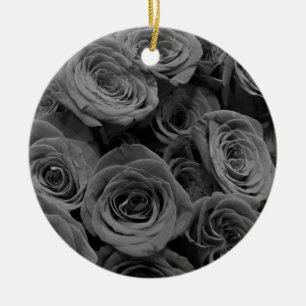 Klassisk elegant grått ro vacker grått-blommigt julgransprydnad keramik