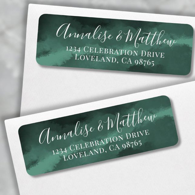 Klassisk Elegant Grönt Bröllop Returadress Etikett (Classic Elegant Green Wedding Return Address label)