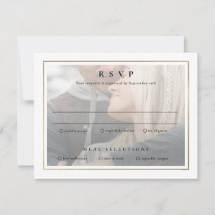 Klassisk Elegant Guld 2 Foto Bröllop RSVP-kort OSA Kort