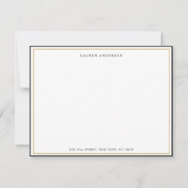 Klassisk Elegant Guld & Black gräns, platta Anteckningskort