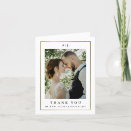 Klassisk Elegant Guld Bröllopsfoto Tack Kort