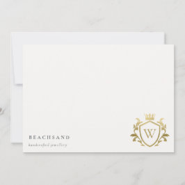 Klassisk Elegant Guld Monogram Blommigt Krona Vape Anteckningskort