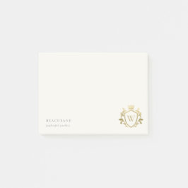 Klassisk Elegant Guld Monogram Blommigt Krona Vape Post-it Block