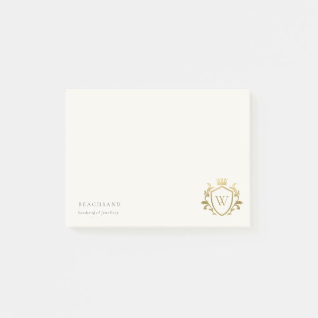 Klassisk Elegant Guld Monogram Blommigt Krona Vape Post-it Block (Framsida)