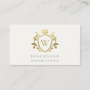 Klassisk Elegant Guld Monogram Blommigt Krona Vape Visitkort