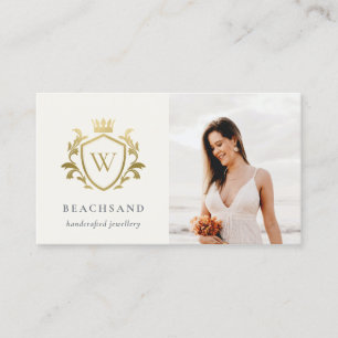 Klassisk Elegant Guld Monogram Blommigt Photo Vape Visitkort