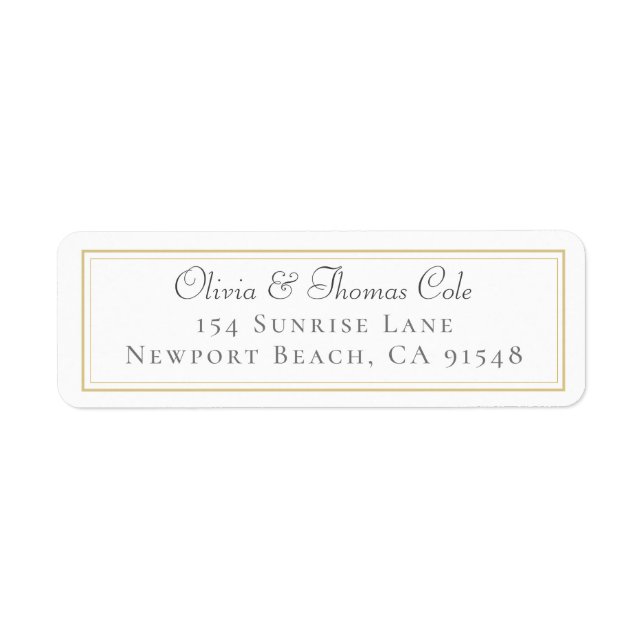 Klassisk Elegant Guld Ram Bröllop Returadress Etikett (Framsidan)