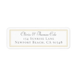 Klassisk Elegant Guld Ram Bröllop Returadress Returadress Etikett
