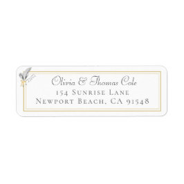 Klassisk Elegant Guld Ram Lily Blommigt Bröllop Returadress Etikett