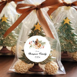 Klassisk Elegant Jul Botaniskt löv Runt Klistermärke<br><div class="desc">Klassisk Elegant Jul Botaniskt Foliage Classic Round Sticker</div>