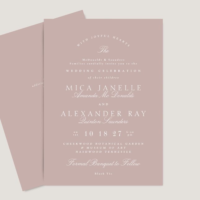 Klassisk Elegant Kalligrafi Formal Rosa Taupe Inbjudningar (Skapare uppladdad)