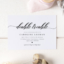 Klassisk Elegant Kalligrafi Twin Baby Shower Inbjudningar