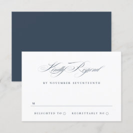 Klassisk Elegant Kalligraphy Navy Blue Bröllop OSA Kort