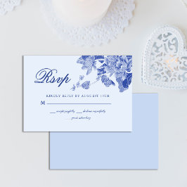 Klassisk Elegant Light Blue White Blommigt Bröllop OSA Kort