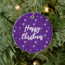 Klassisk Elegant Lila White Snöflingor-jul Julgransprydnad Keramik