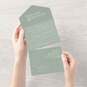 Klassisk Elegant Ljust Grön Typografi Bröllop