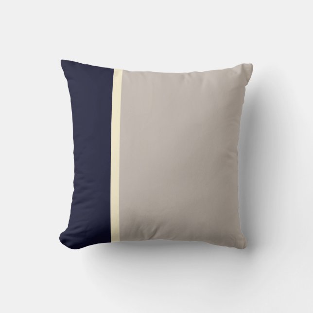 Klassisk Elegant Marin Grå Eleganta Ränder Kudde (Framsida)