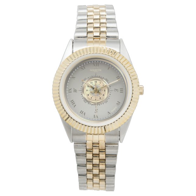 Klassisk Elegant Marin Tvåtons Räfflad Ram Armbandsur (Framsida)