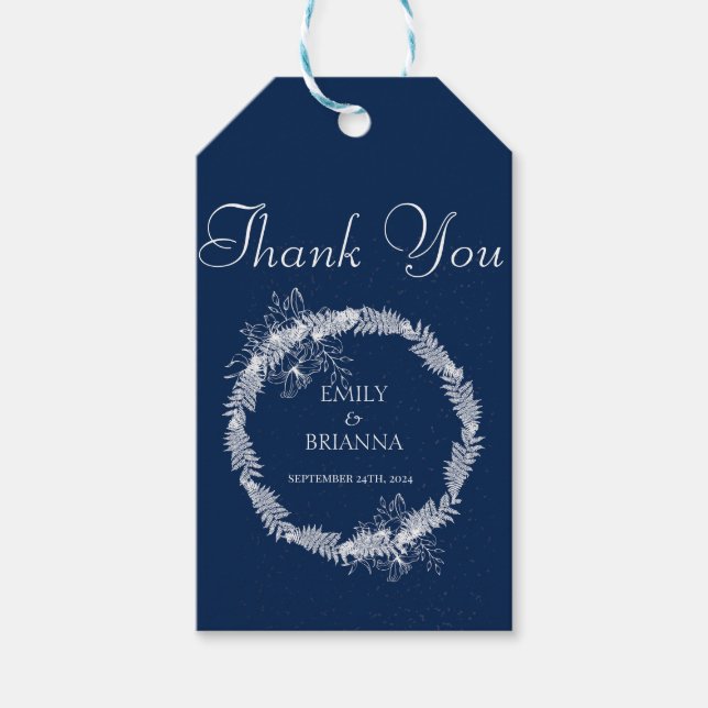 Klassisk Elegant, marinblå bröllop Presentetikett (Framsidan)