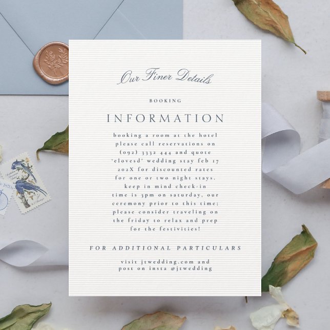 Klassisk Elegant, marinblå Bröllop Tilläggskort (Skapare uppladdad)