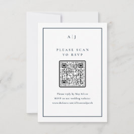 Klassisk Elegant Marinblå Bröllops QR-kod OSA Kort