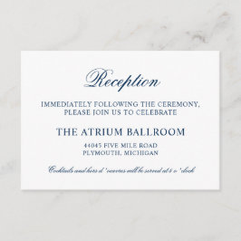 Klassisk Elegant Marinblå Bröllopsmottagning Tilläggskort