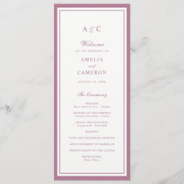 Klassisk Elegant Mauve Ros Ram Bröllopsprogram Program