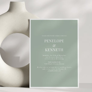 Klassisk Elegant Minimalistisk Bröllop Dusty Sage Inbjudningar